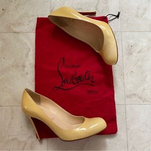 $875 Christian Louboutin Made in Italy Dolly Yellow Patent Leather Pump Heels 7